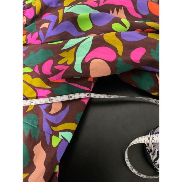 IMPRESSIONS Plus Size Babydoll Printed Colorful Puff Sleeve Brown Dress size 3X - Picture 12 of 15